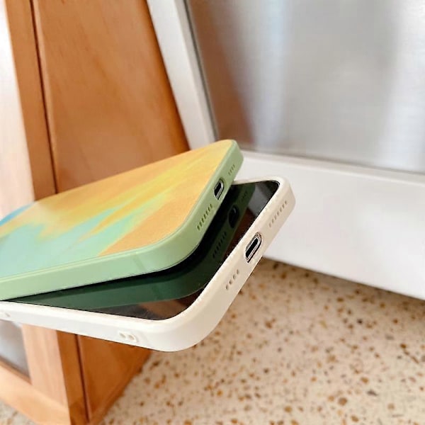 För iPhone 12 Vattenfärg TPU Mjukt Stötsäkert Skyddsfodral (Vårkörsbär)
