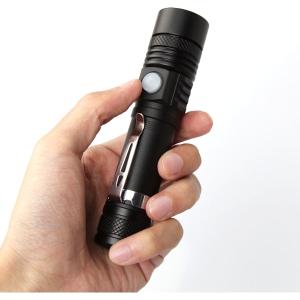 Superstark USB-ficklampa LED Polis Taktisk Ficklampa