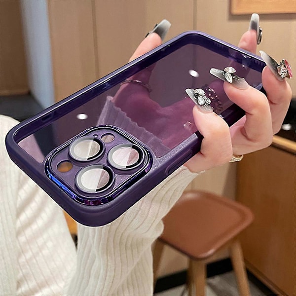 För iPhone 15 Pro Skal Gradient Glitter Stötsäkert PC+TPU Telefonskydd med Linsskydd