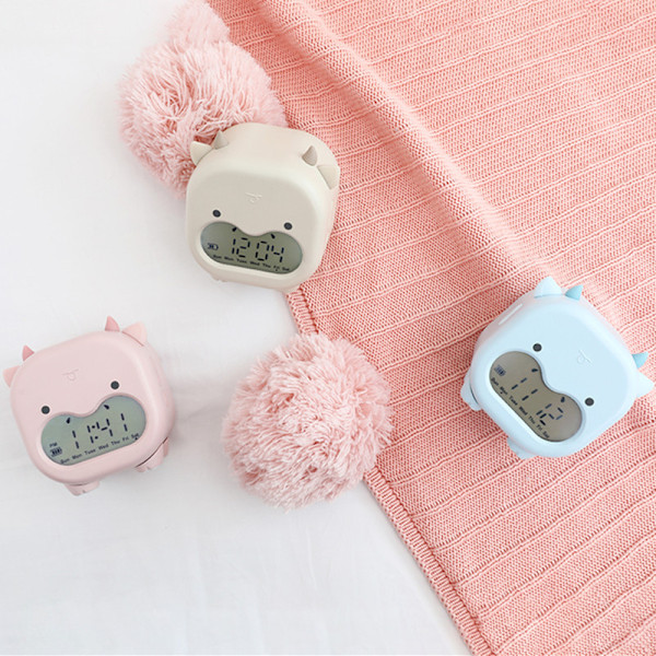 Tyhmä Lehmä Älykäs Herätyskello USB-Lataus LED-Ajoitus pink