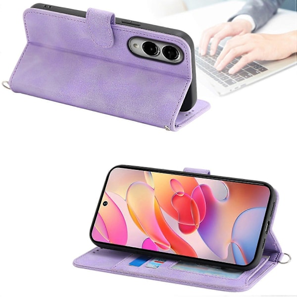 Blomstermønstret PU læder Wallet telefoncover med rem til Samsung Galaxy S25 Edge