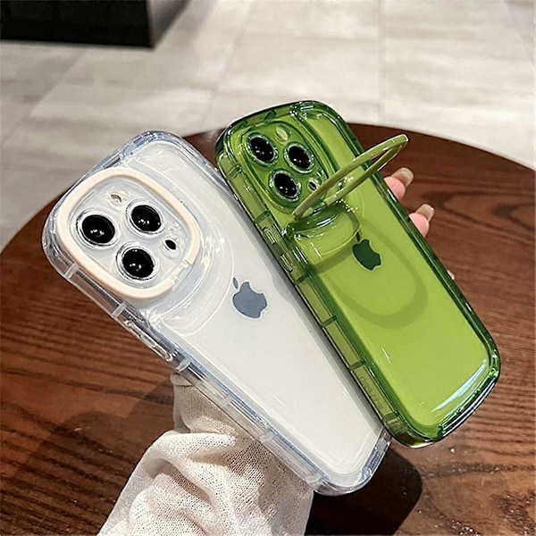 Ownest Yhteensopiva iPhone 13 Pro Max -kotelon kanssa, jossa on kirkas jalusta, luova suojakotelo kameran pidikkeellä TPU Slim iskunkestävä viileä Pho