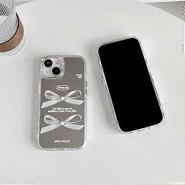 3D Perle Sløyfe Plating Sminkespeil Akryl Designet for iPhone-deksel
