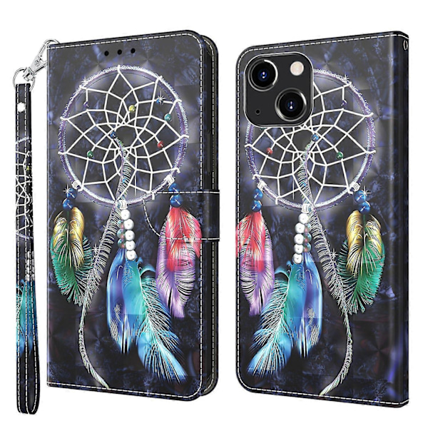 3D-malet læder telefoncover til iPhone 14 Plus