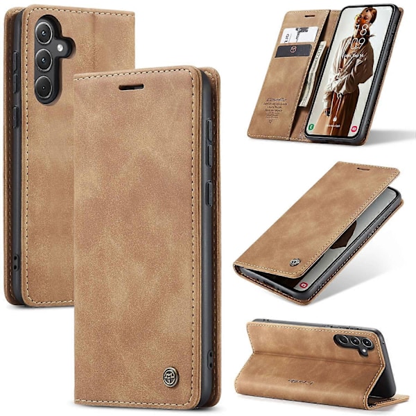 För Samsung Galaxy A56 5G Fodral CASEME 013 Serien Korthållare Ställ Läder Telefonskal