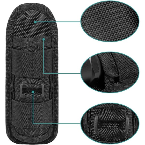Lommelygte Holster, Taktisk 360 Graders Rotation Bælte med Klips