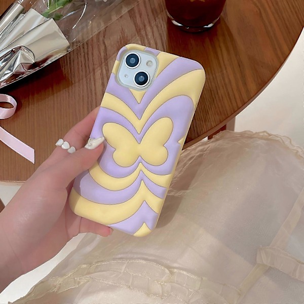 Färgglatt uppblåsbar fjäril silikon iPhone 11 skal