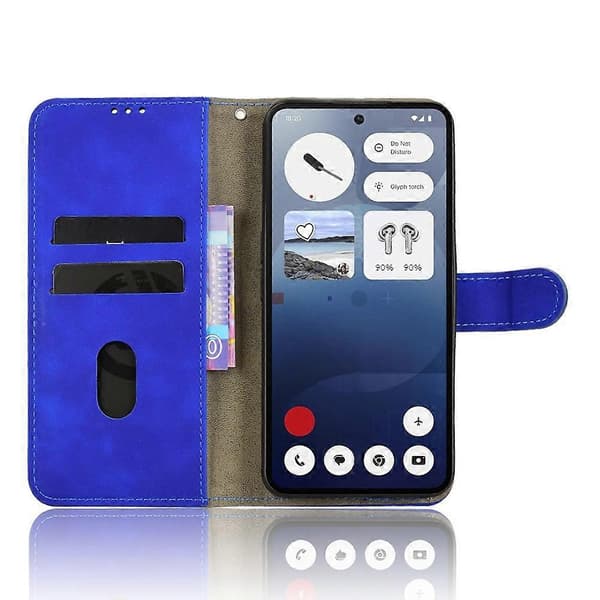 Nothing Phone (3) 5G Läderfodral - Anti-Drop Plånboksfodral med Hudkänsla Blå Blue
