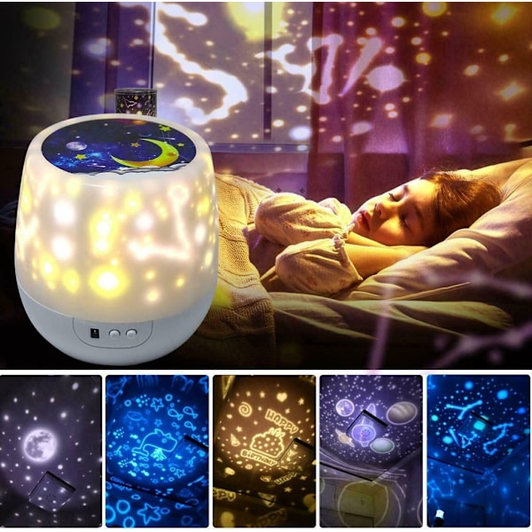 LED-projektor, stjernehimmellys, stjernehimmel børnenatlampe