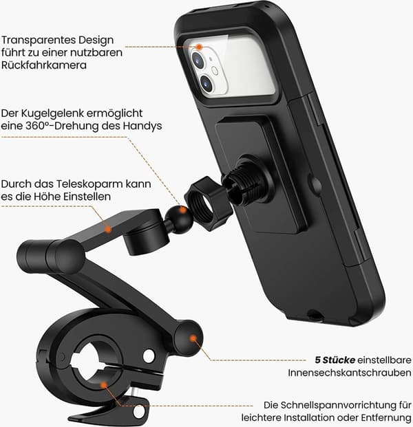 Cykeltelefonhållare, Vattentät Smartphonehållare med Pekskärm