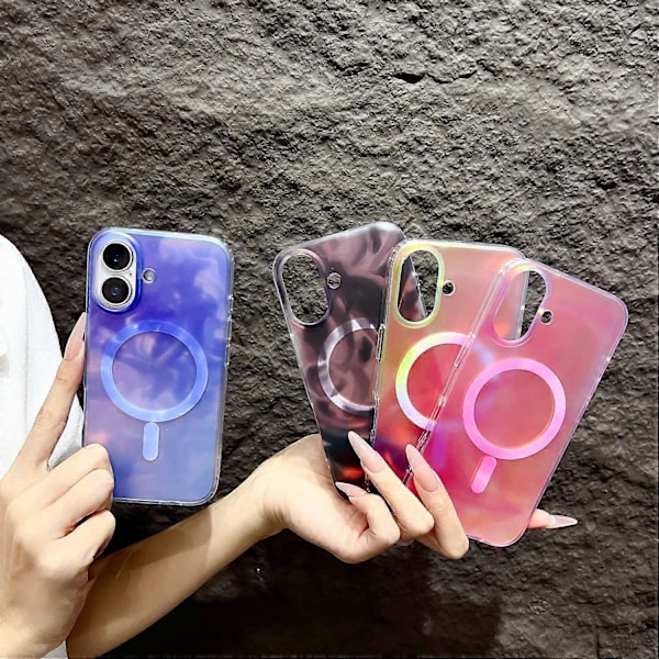 iPhone 16 Plus -kotelo, yhteensopiva MagSafe-tekniikan kanssa, mustemaalaus IMD PC+TPU -puhelinkuori