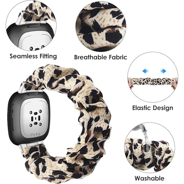 Rem kompatibel med Fitbit Sense / Versa 3, rem til kvinder Leopard
