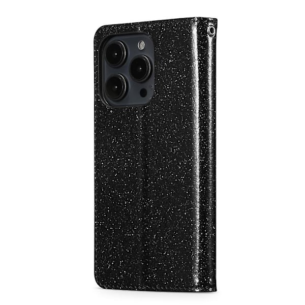 Glitterpulver Love Læder Telefoncover til iPhone 15 Pro Max