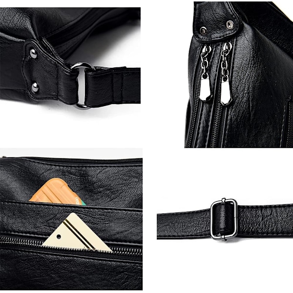 Läder crossbody-väska, multificks mjuk damväska