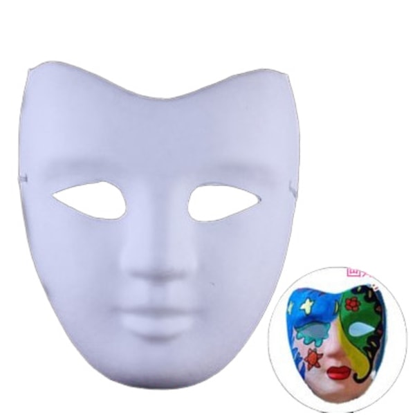 Halloween barnmask vit handmålad pulpmask barnmålningsmask vit embryo färgningsmask v v