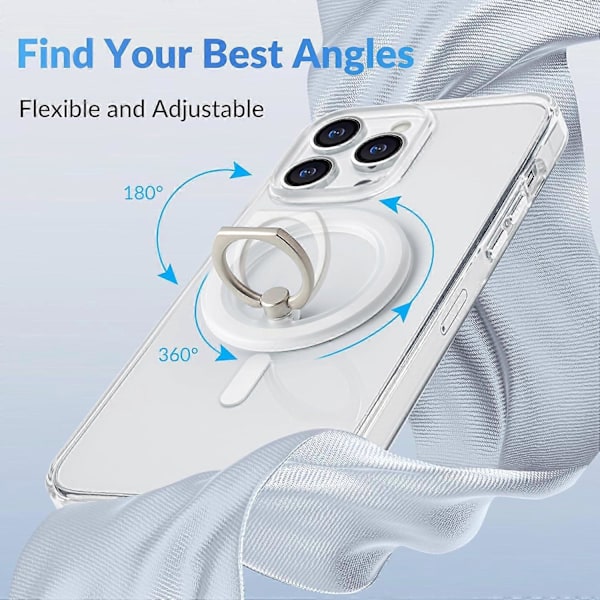 1 kpl Magneettinen puhelinrengaspidike iPhone 16 15 14 13 12 Magsafe -kotelolle - Magneettinen puhelinote - Säädettävä puhelimen sormirengasote - Irrota langatonta latausta varten
