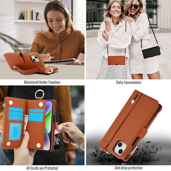 Crossbody-lompakkonahkakotelo iPhone 12 minille