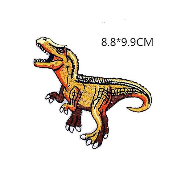 14 stycken dinosaurie-applikationer i broderi, att sy eller stryka på, för barnkläder, reparation och dekoration