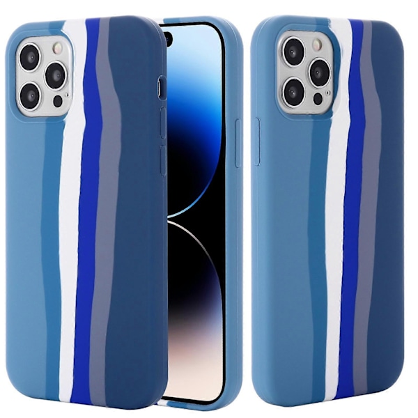 iPhone 14 Pro Max -puhelimen sateenkaarenvärinen nestemäinen silikonikuori
