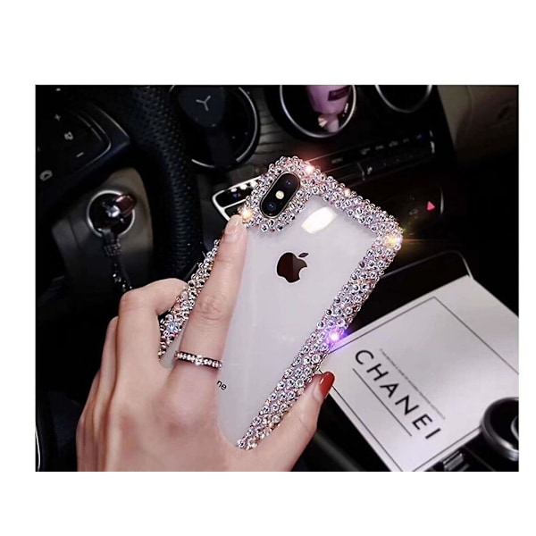Luksuriøst skinnende krystall 3D-deksel til iPhone 13 Pro Max, Rhinestone diamant støtfanger, klart beskyttelsesdeksel