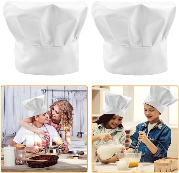 3 st vita kockmössor, justerbara kockmössor för restaurang och bakning