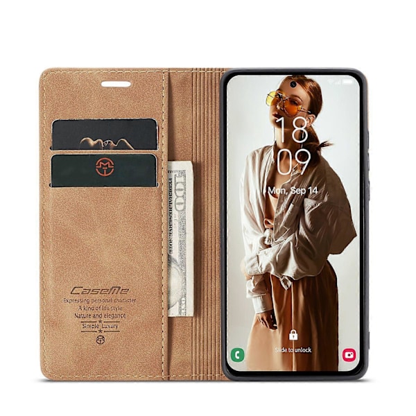 För Samsung Galaxy A56 5G Fodral CASEME 013 Serien Korthållare Ställ Läder Telefonskal