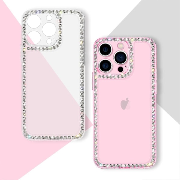 1 stk. Kompatibel med iPhone 13 Pro Max Klar Case Sød til Kvinder Piger Bling Diamant Glitter Rhinestone Sparkle Skinnende Kofanger Design Blød Silikone Lux