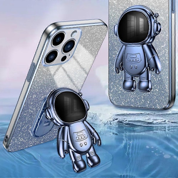 iPhone 14 Pro Max -kotelo Astronaut Kickstand Glitter Powder PC+TPU -puhelinkuori