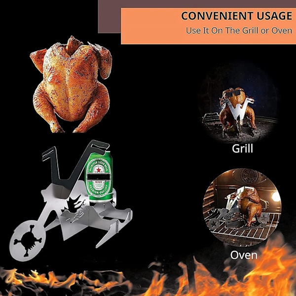Ölburksgrill för kyckling, motorcykelgrill för ölburkskyckling, kycklingrostare för ölburk, ölburksgrill med glas för grillning utomhus och ugn
