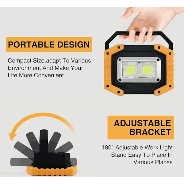 2 st 30W LED Arkitekturbelysning, Batterier USB Laddningsbara