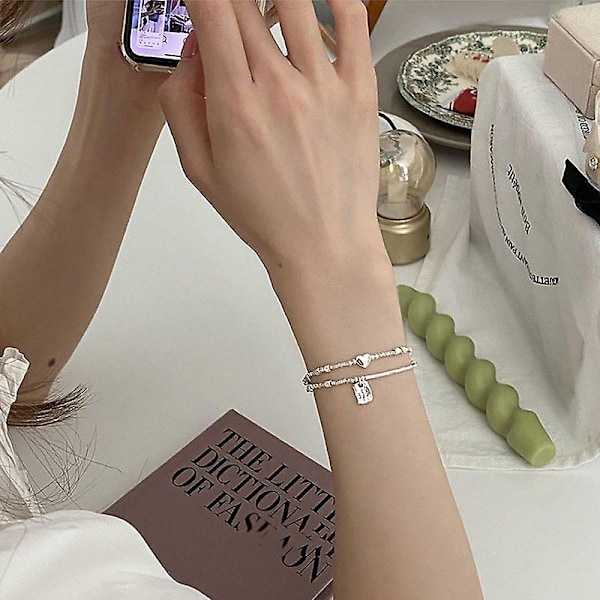 2 stk Damearmbånd Kjærlighet Hjerte Peach Hjerte Armbånd Par