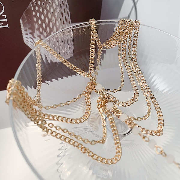 Strand-stil Imitation Krystal Multi-lags Tassel Kæde