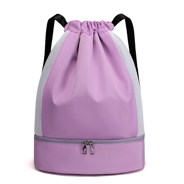 Kuntosalilaukku kiristysnyörillä, vedenpitävä reppu purple