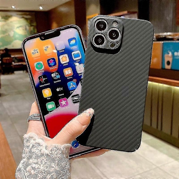 För Iphone 12 Pro Max Kevlar Kolfiber Textur Skyddande Mobilskal