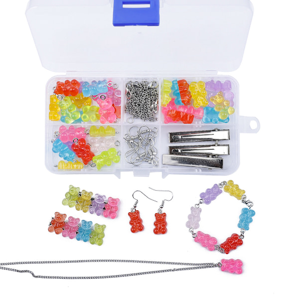 DIY handgjort smycke, kedjehårsnål set box, björnsmyckeset