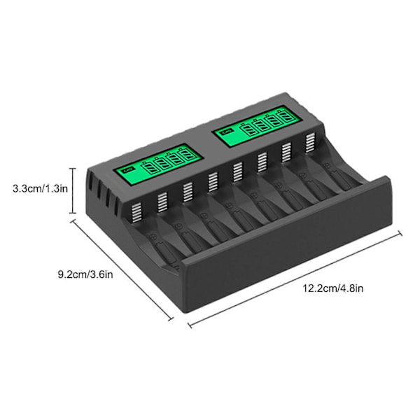 8 Fack Batteriladdare AA/AAA Digital Display Laddning av Uppladdningsbara Batterier
