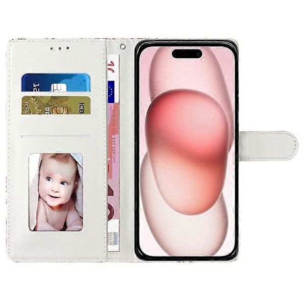 Kompatibelt for iPhone 16 Deksel PU Lær 3D Mønstertrykk Telefon Lommebok Deksel