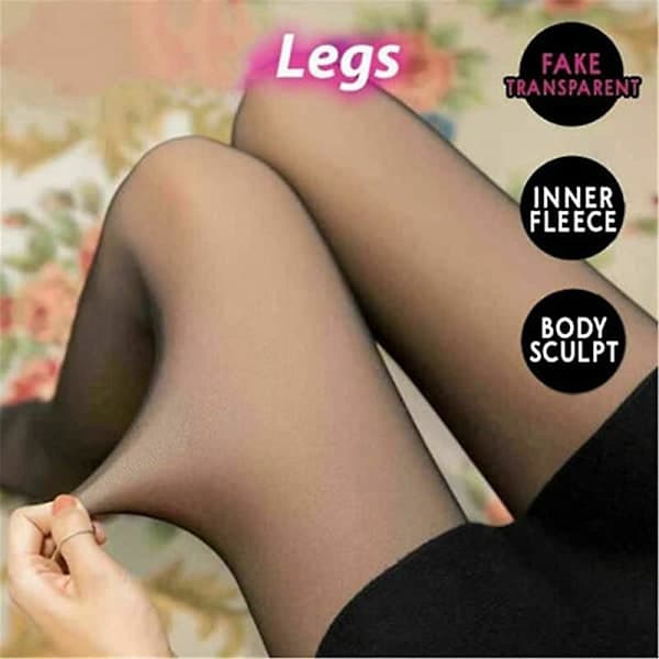 Vintervarme fleeceforede leggings med høj talje til kvinder, sorte 90g, sorte 90g Black