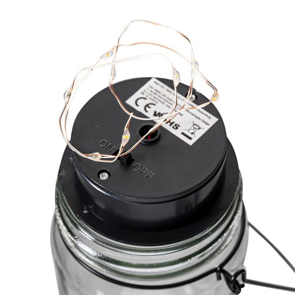 3 Solcelle Lys Mason Jar 8 LED Solcelle Glas Lys Lanterne Terrasse