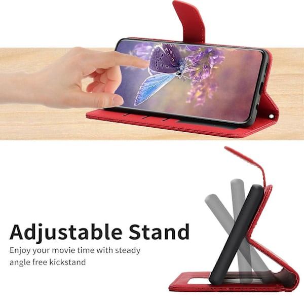 För iPhone 12 mini Skinnkänsla Fjäril Pion Präglat Läder Telefonfodral