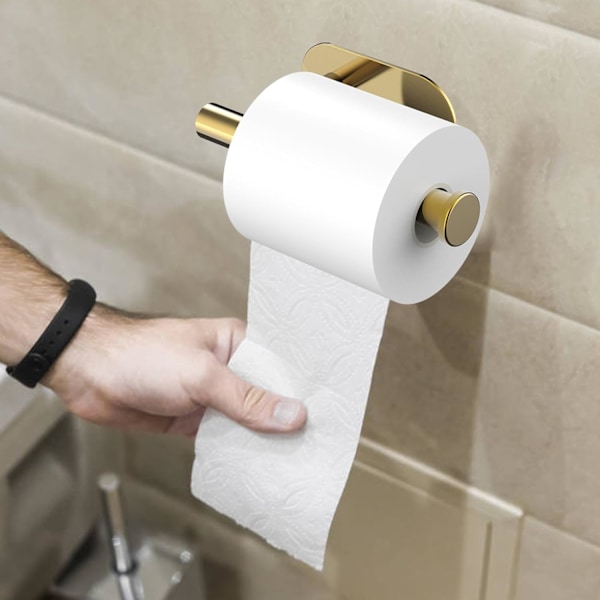 WC-paperiteline, itseliimautuva, SUS 304 ruostumaton teräs, seinään asennettava WC-paperiteline kylpyhuoneeseen, WC:hen, keittiöön - Ei porausta Gold