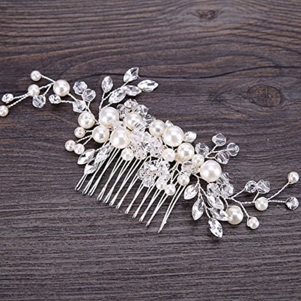 Brude Blomster Side Barrette Perle Brudehovedpynt
