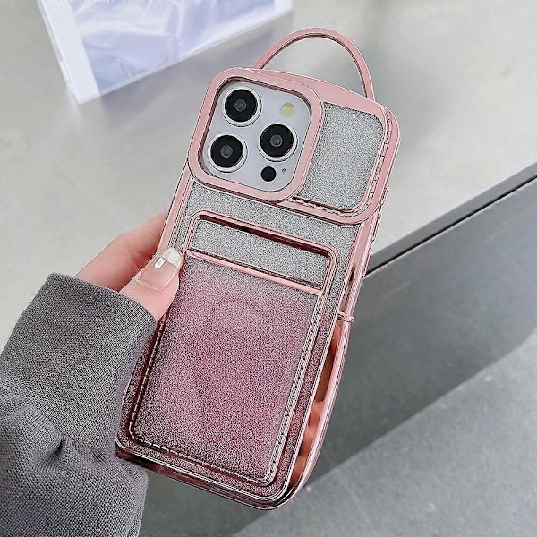Glitter Skal med Korthållare Mjukt TPU-skal för iPhone 15 Pro