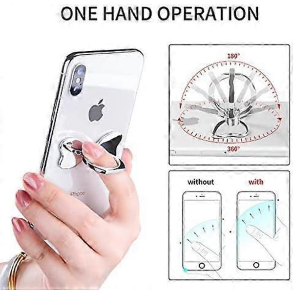 Fingerring Stabilitetshållare Baksida Ställbar Hopfällbar Handgrepp Knopp Loop Bilfäste Krok Stöd 360 för iPhone Samsung Galaxy Mobil Söta Tillbehör