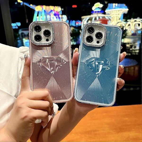 For iPhone 16 Pro Max Deksel IMD Diamantmønster TPU+PC Støtsikkert Telefondeksel