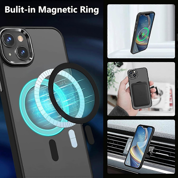 Magnetiskt Skal för iPhone 14/iPhone 13 Skyddande Fodral Kompatibelt med, Genomskinligt Matt Anti-Gul Ultra Tunt Skal för iPhone 14/iPhone 13 6.1''-B