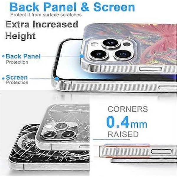 Skal för iPhone 14 Pro Max Rosa Fjärilsdesign, Söta Trendiga Mjuka Slim TPU Stötsäkra Skyddande Mobilskal Fodral för Kvinnor Flickor Estetisk GlitterSh