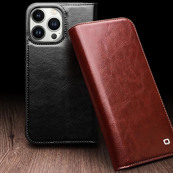 QIALINO Klassisk Læder Telefon Cover Til iPhone 15 Pro
