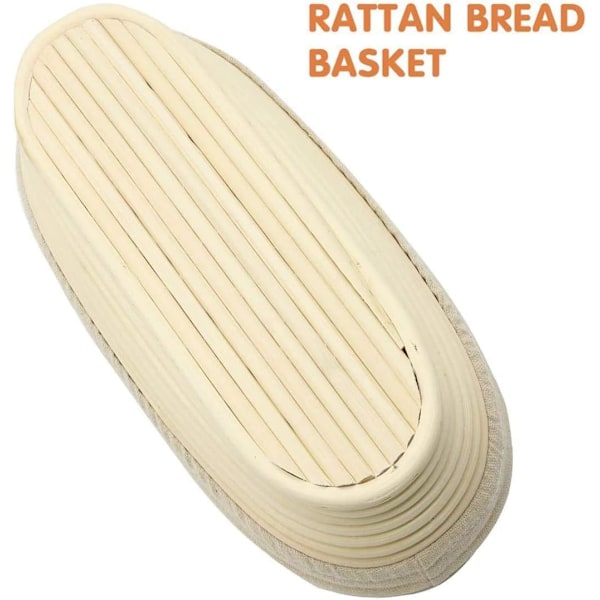 21 cm/8 tommer Oval Lang Banneton Brøddej Hævekurv i Rattan med Foring til Professionelle & Hjemmebagere