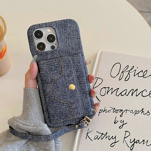 Kortlommer til iPhone 16 Pro Max Etui Spejldesign Læder Bagcover med Rem